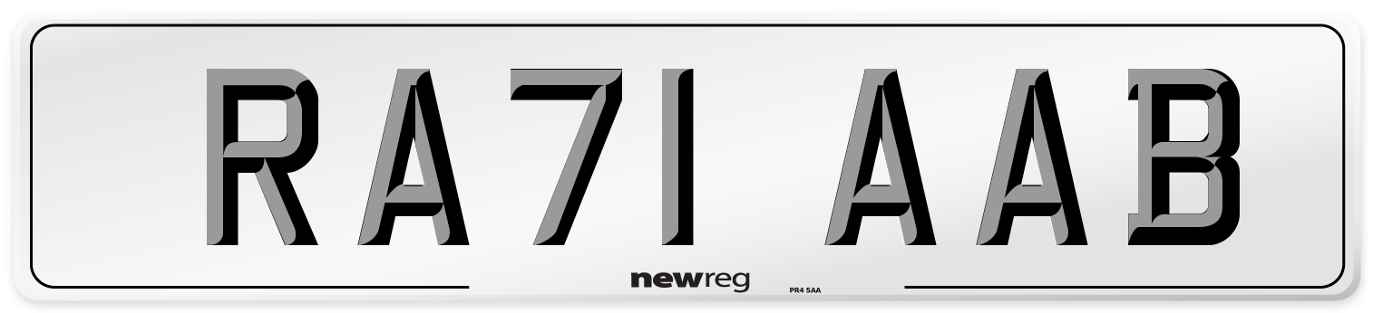 RA71 AAB Number Plate from New Reg